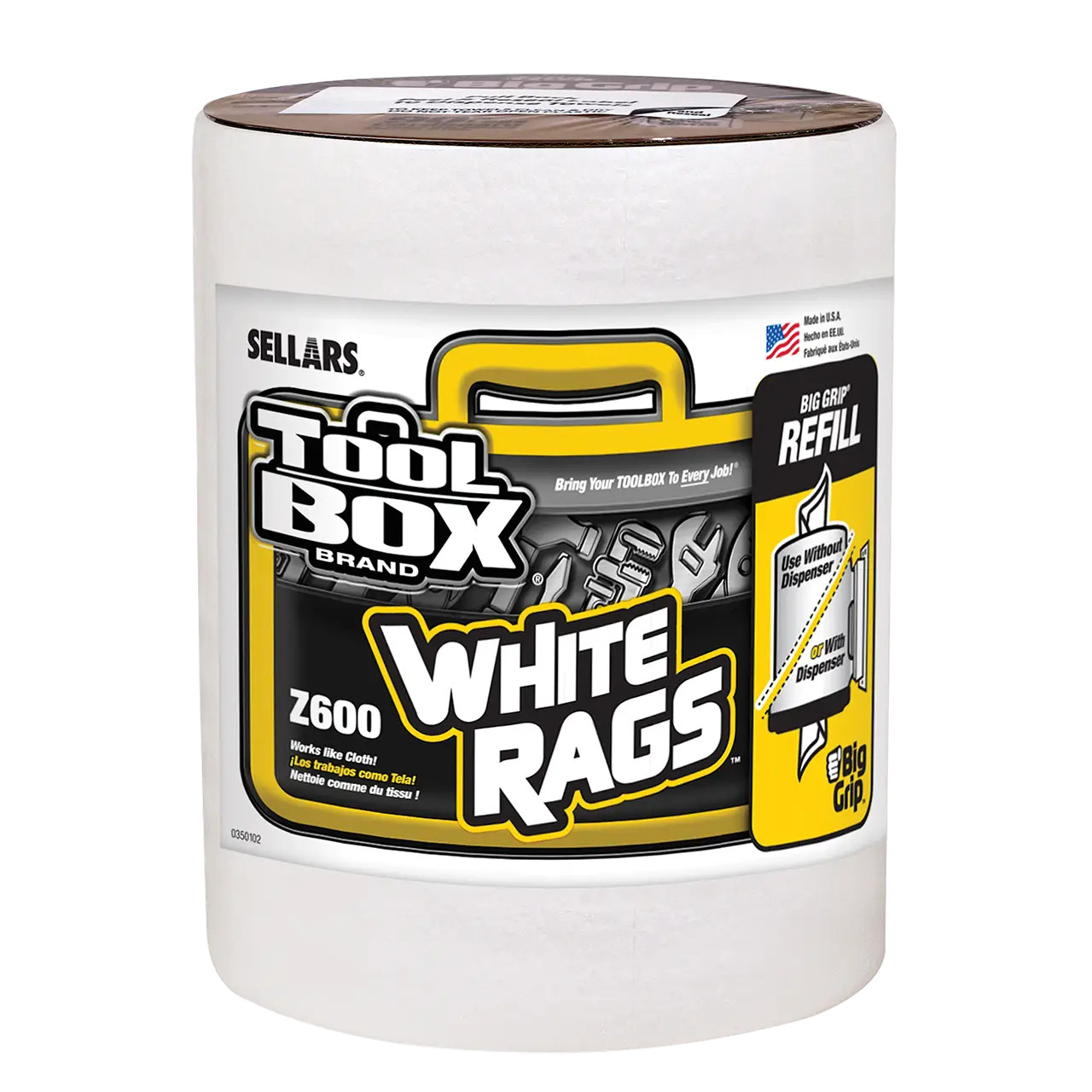 Z600 Wipers - Big Grip Refill, White, 300 Sheets - Sellars