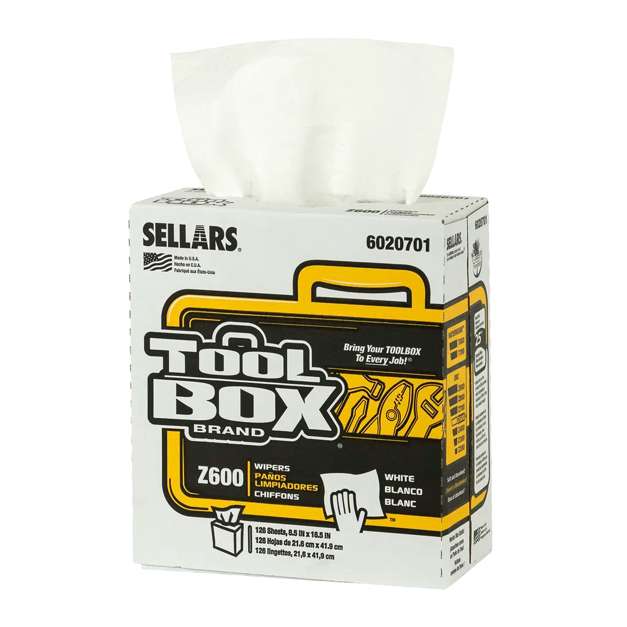 Z600 Wipers - Pop-Up Box, White, 126 Sheets - Sellars Absorbent