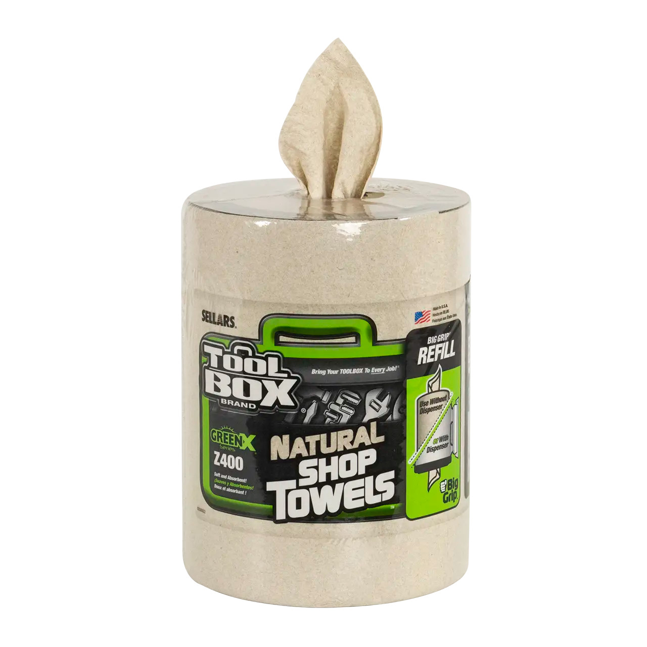 GREENX Z400 Wipers - Big Grip Refill, Natural, 200 Sheets