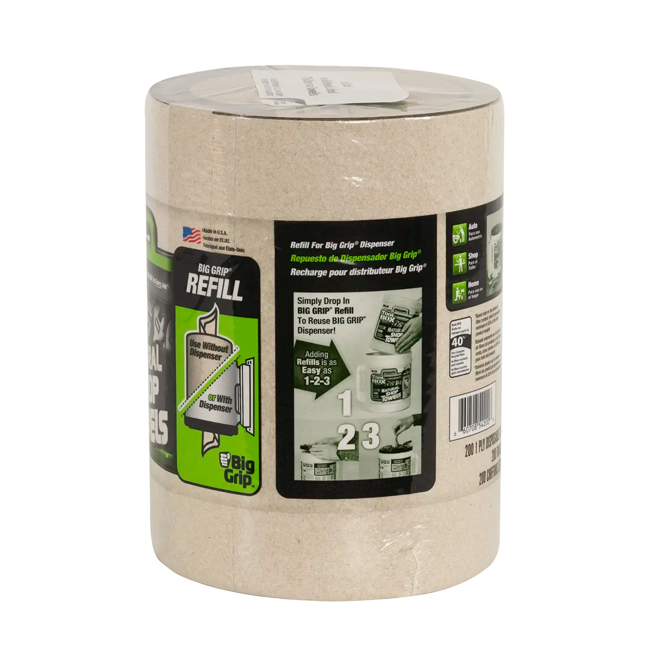 GREENX Z400 Wipers - Big Grip Refill, Natural, 200 Sheets