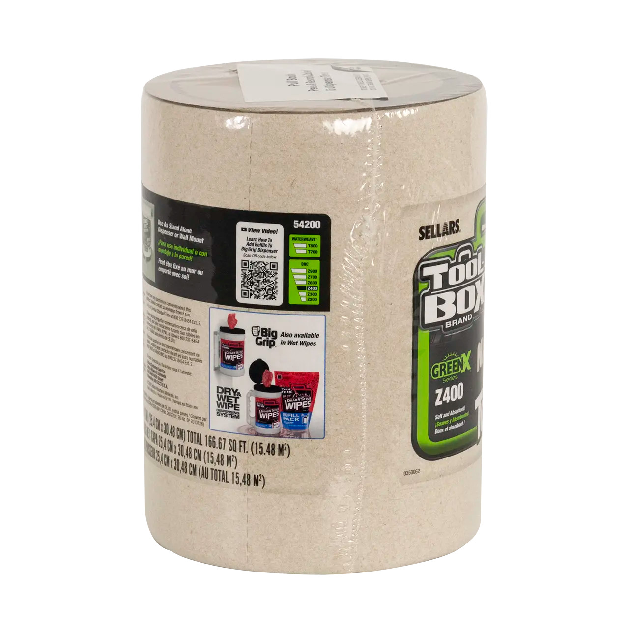 GREENX Z400 Wipers - Big Grip Refill, Natural, 200 Sheets