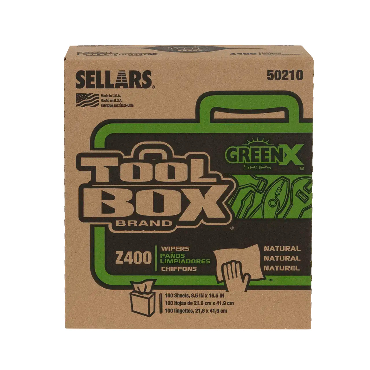 GREENX Z400 Wipers - Pop-Up Box, Natural, 100 Sheets