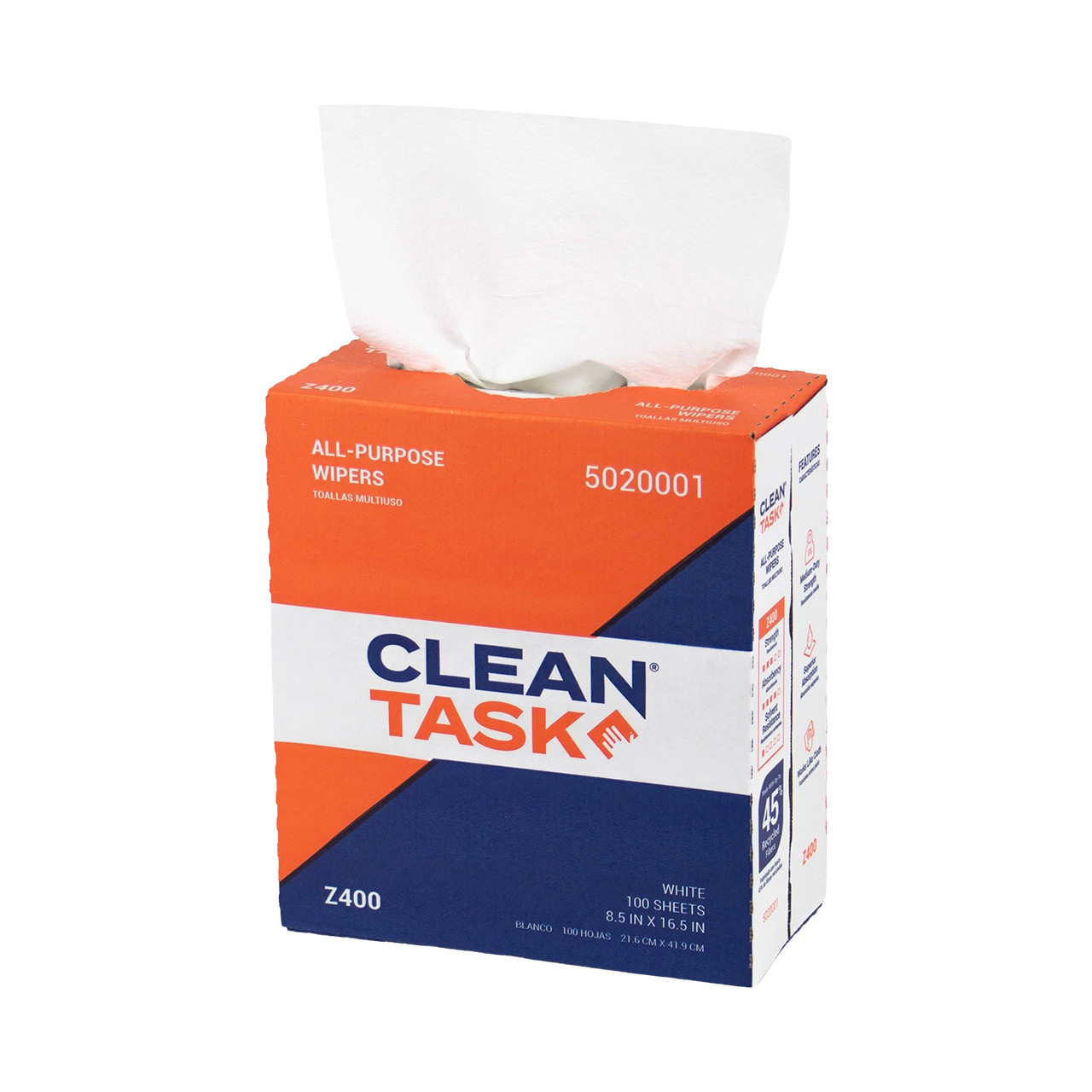80784→38500 All-Purpose Z400 Wipers - Pop-Up Box, White, 100 Sheets - Sellars
