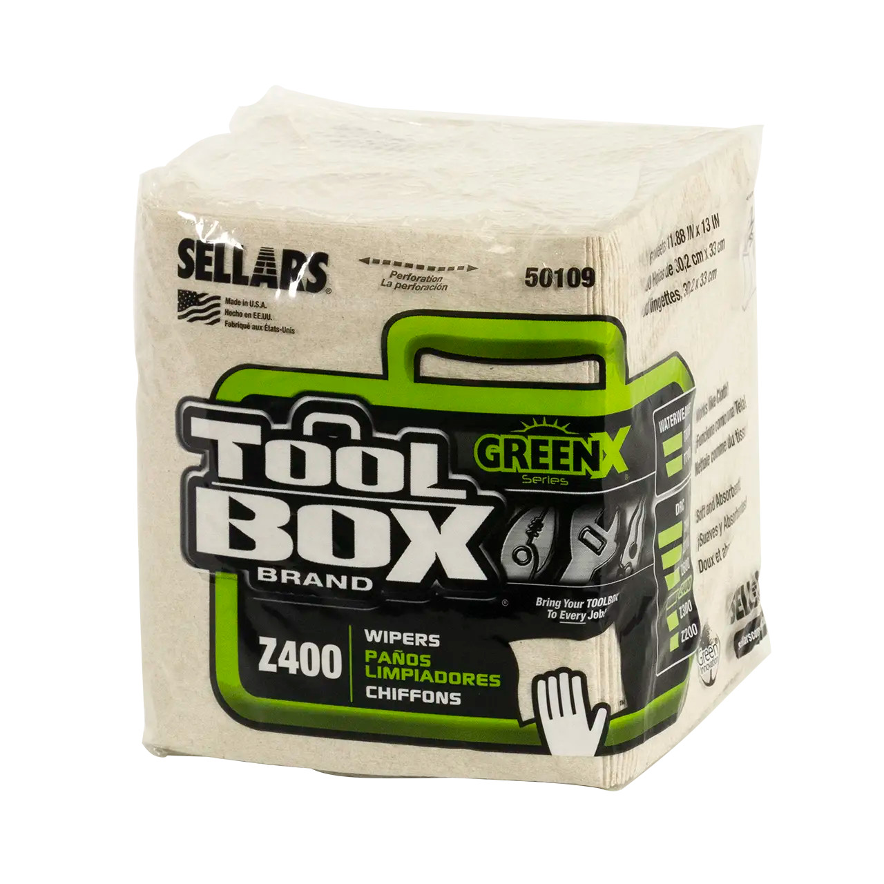 GREENX Z400 Wipers - Quarterfold, Natural, 60 Sheets - Sellars