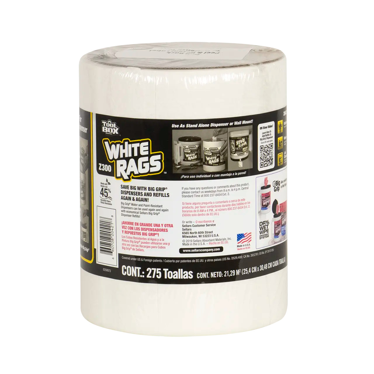 TOOLBOX® Z300 Wipers - Big Grip® Refill White (275 Sheets) | High