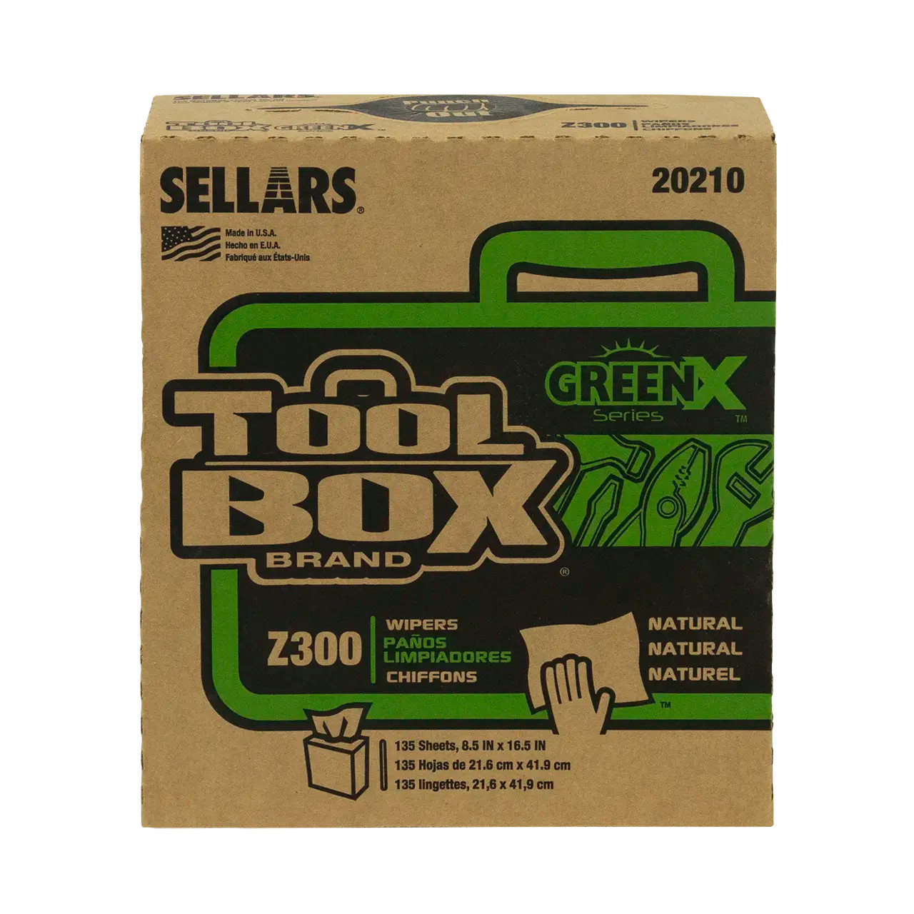 TOOLBOX® GreenX Z300 Wipers - Pop-Up Box Natural (135 Sheets