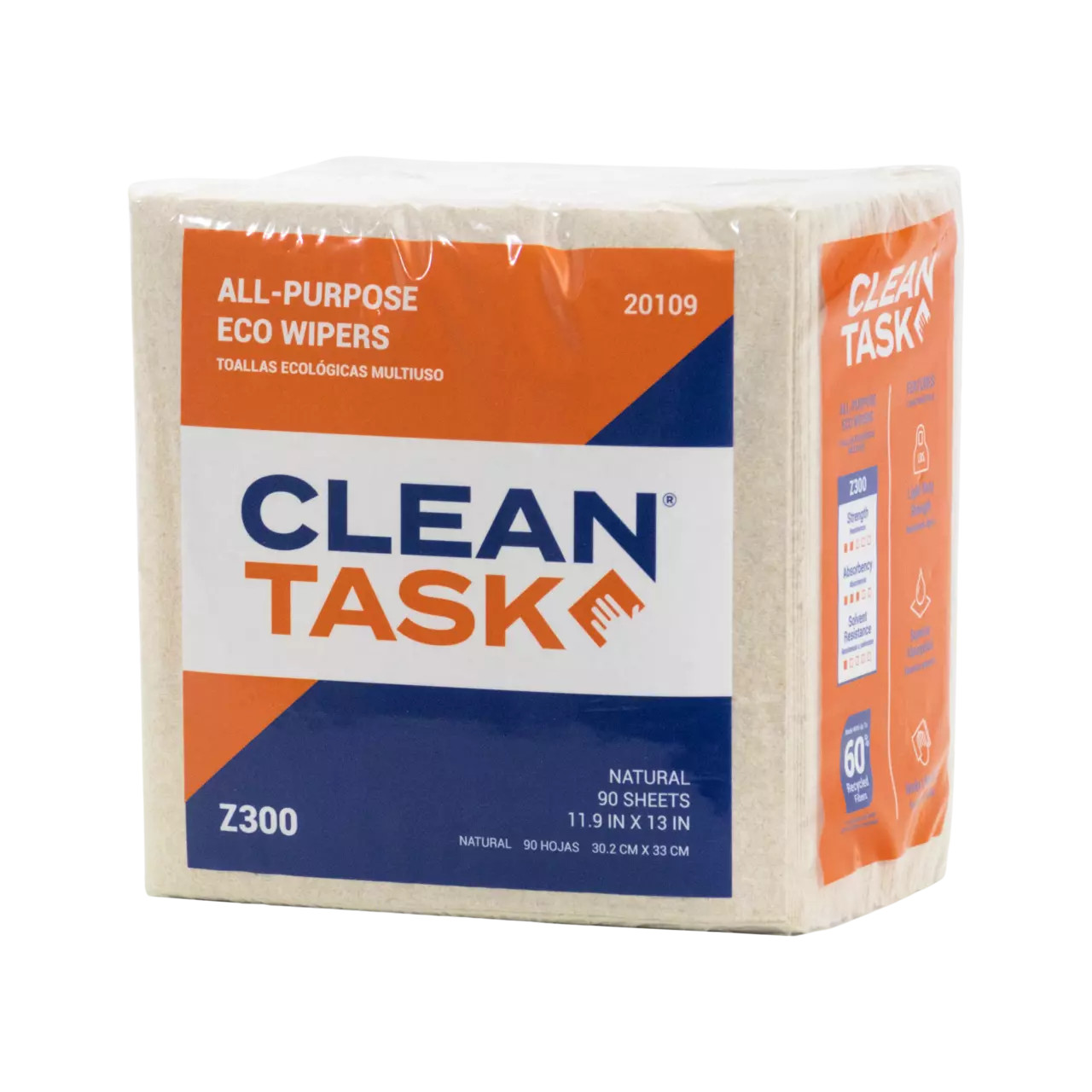 All-Purpose Eco Z300 Wipers - Quarterfold, Natural, 90 Sheets