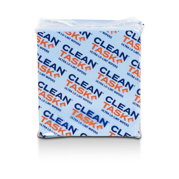 Clean Task Ultra Lo-Lint S700 blue wipers opened with precision wiping sheets visible
