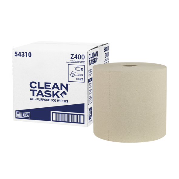 Clean Task All-Purpose Eco Z400 natural wipers with jumbo roll visible