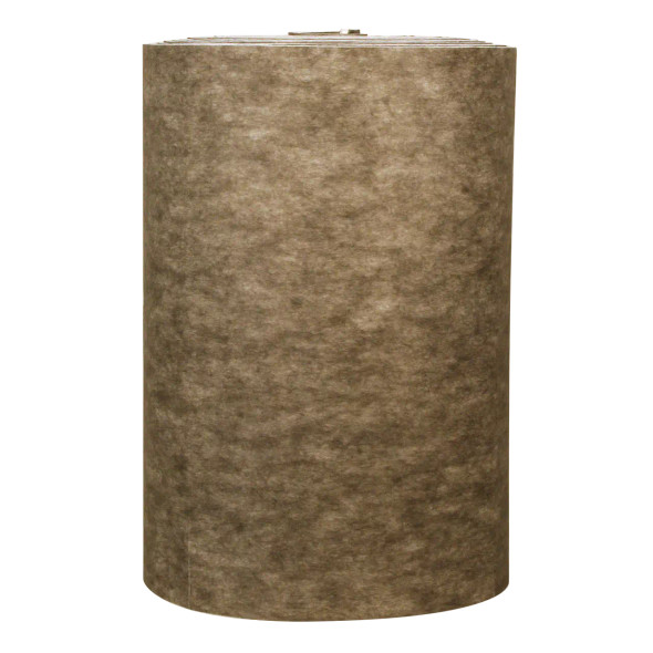 EverSoak Universal Heavy-Duty absorbent roll opened showing durable gray cellulose material for industrial spill cleanup and leak containment