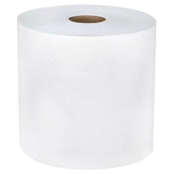 Mayfair TAD White hard roll paper towel showing premium Through-Air-Dried construction for superior hand drying in commercial restrooms