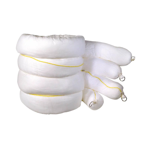 Meltblown Oil Only Sorbents Boom 8 inch by 10 foot with heavy-duty floating absorbent boom for marine and industrial oil spill containment