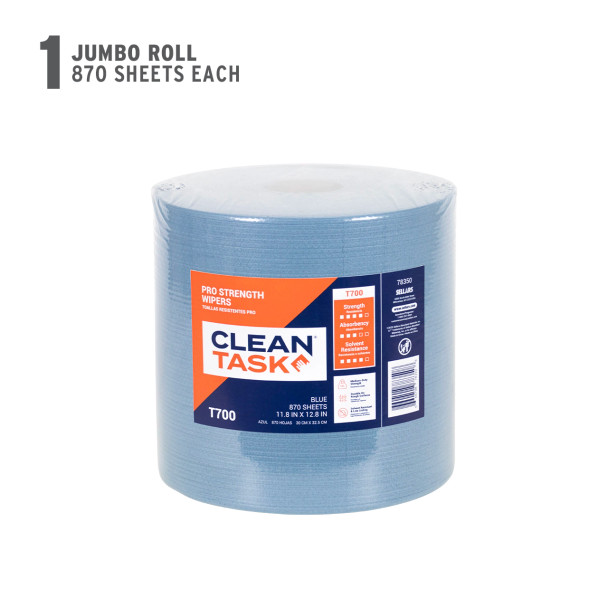 WATERWEAVE T700 Wipers - Jumbo Roll, Blue, 870 Sheets