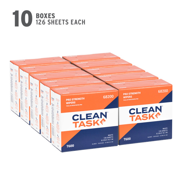 Clean Task Pro Strength T600 Pop-Up Box showing 10 boxes with 126-sheet quantity