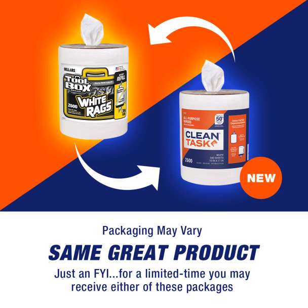 Z600 Wipers - Big Grip Refill, White, 300 Sheets