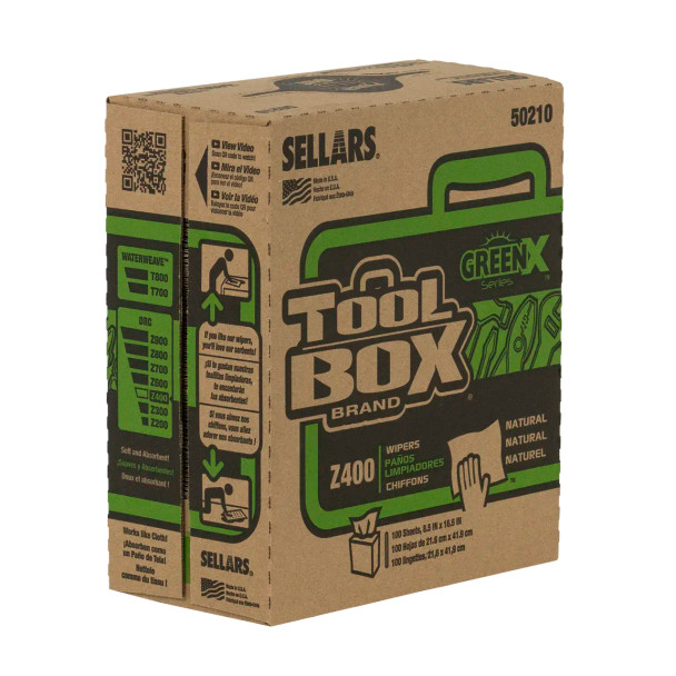 GREENX Z400 Wipers - Pop-Up Box, Natural, 100 Sheets