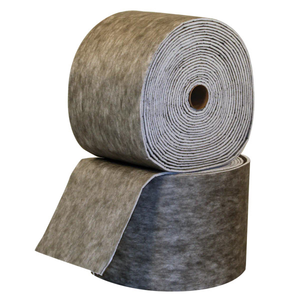 EverSoak Universal Heavy-Duty split roll opened showing durable gray absorbent roll for industrial spill cleanup and leak containment