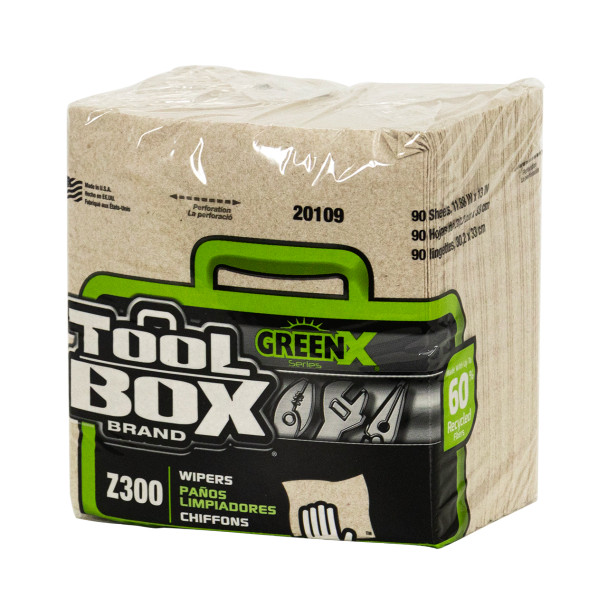 TOOLBOX® GreenX Z300 Wipers - Quarterfold Natural, 90 sheets for eco-friendly cleaning