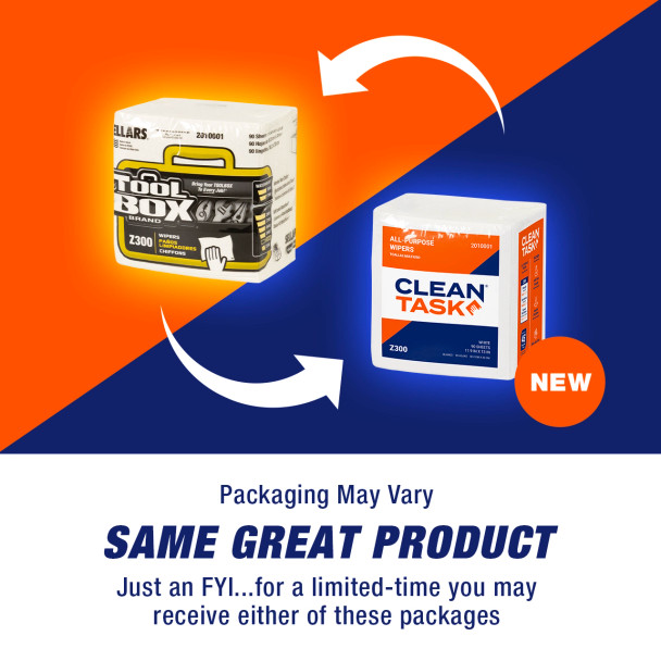 TOOLBOX® Z300 Wipers - Quarterfold White, 90 sheets for industrial cleaning