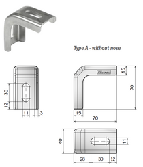 Pressed L-Bracket - Stainless Steel (Without Nose). 70mm