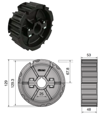 Molded Split Drive Sprocket For Chain 815, 21T, Ø25 Bored & Keyed