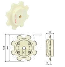 Machined Split Idler Sprocket For Chain CC600, 8T, Ø20 Bore