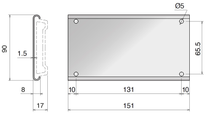 Connecting Plate For Side Guide 136 A=90mm B=8mm C=17mm