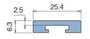 Flat Profile A=1,00" White UHMW-PE 10ft/3m