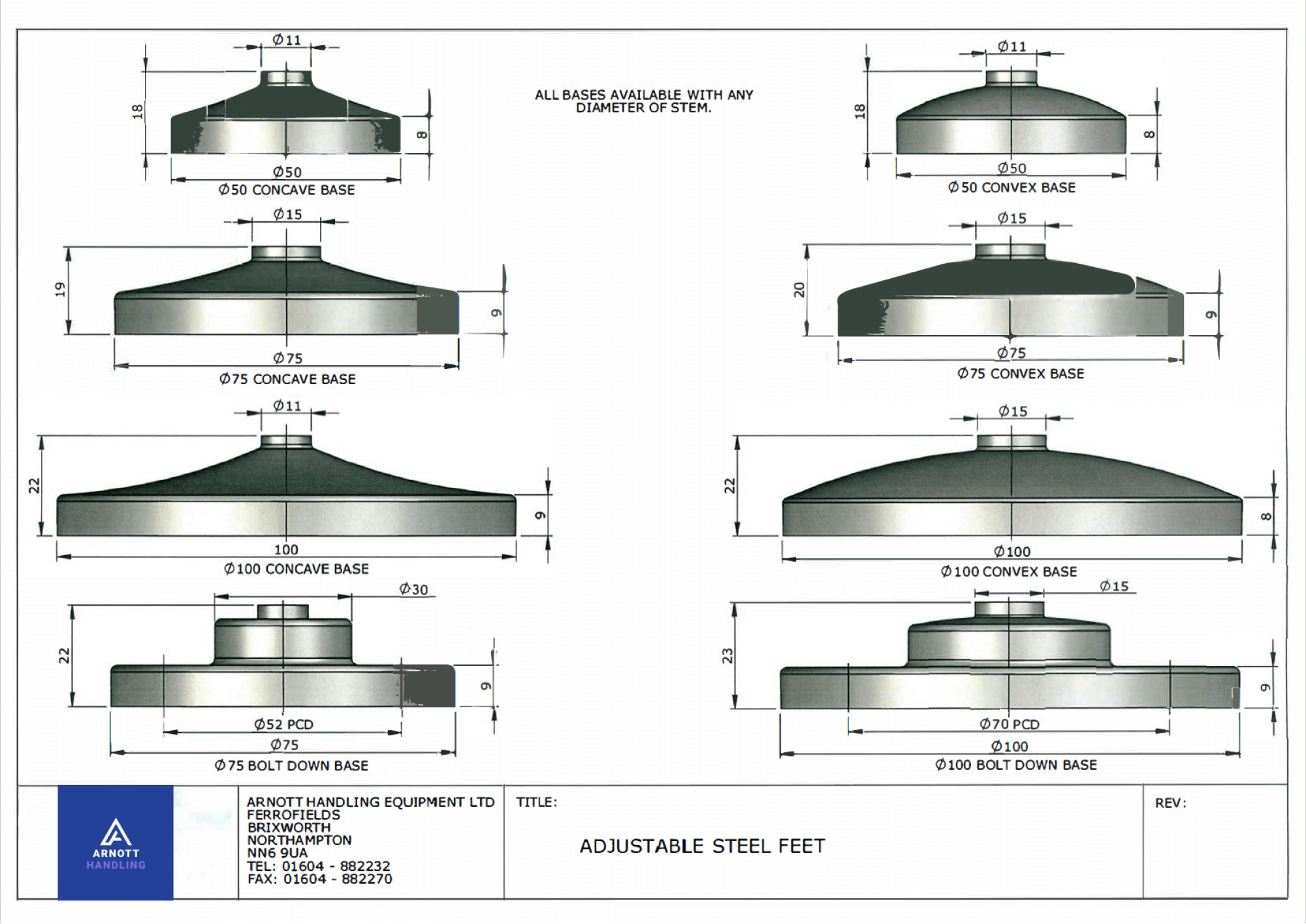 Adjustable Feet Metal Bases 2