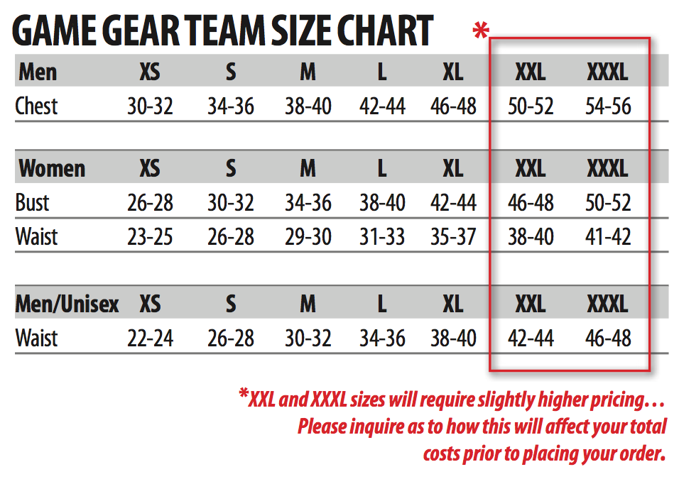 LTD Update: New Size Charts for Women's Apparel