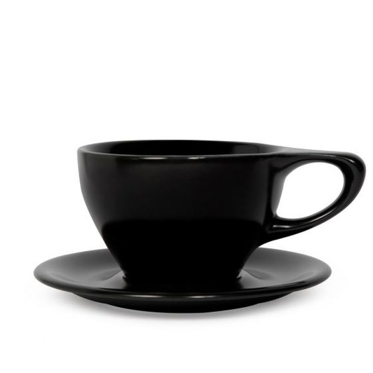 Lino 12oz Large Latte Cup & Saucer - Black Lino 12oz Large Latte Cup & Saucer - Black
