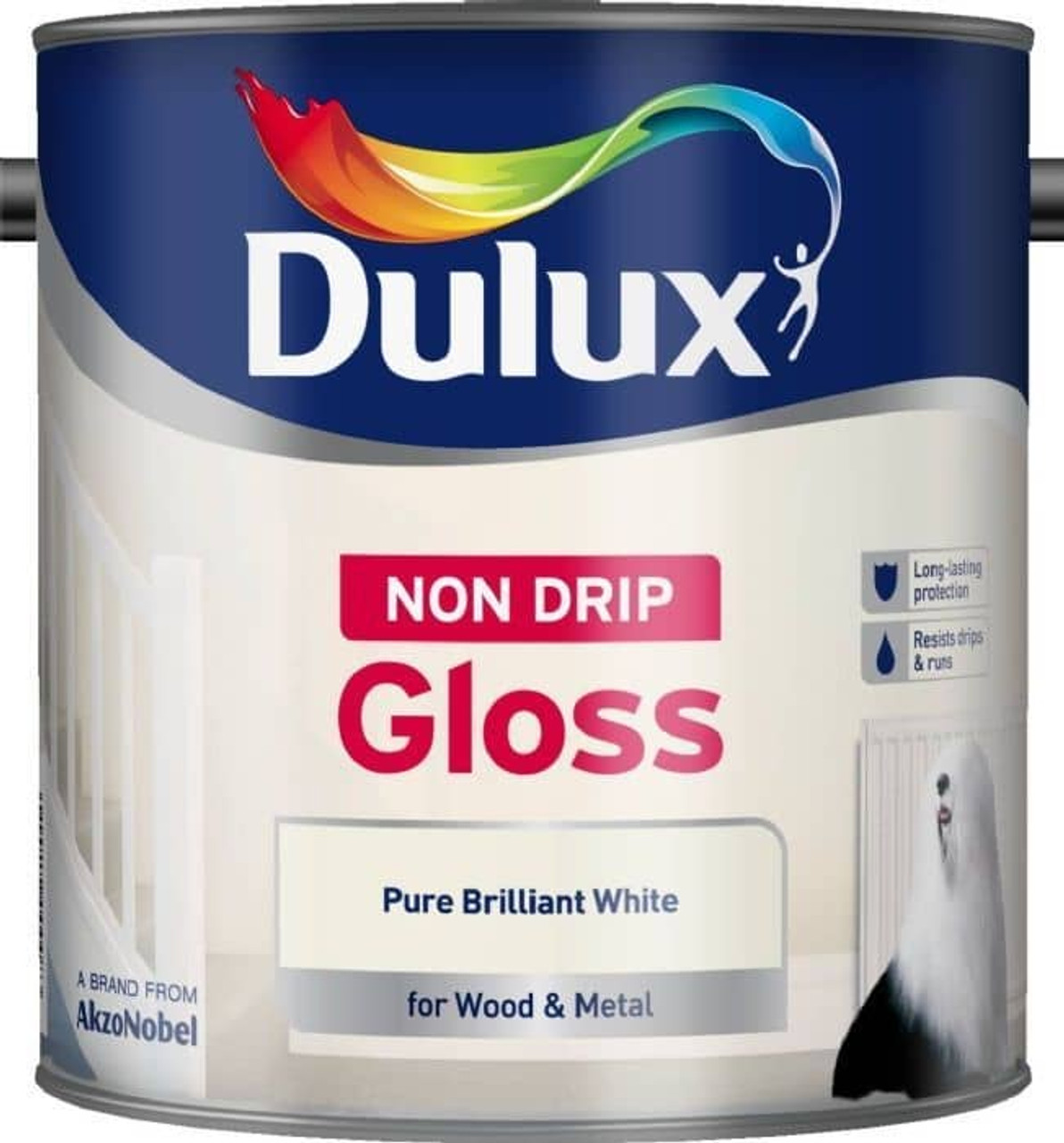 Dulux Non Drip 2.5Ltr Gloss Pure Brilliant White - LOCAL DELIVERY ONLY