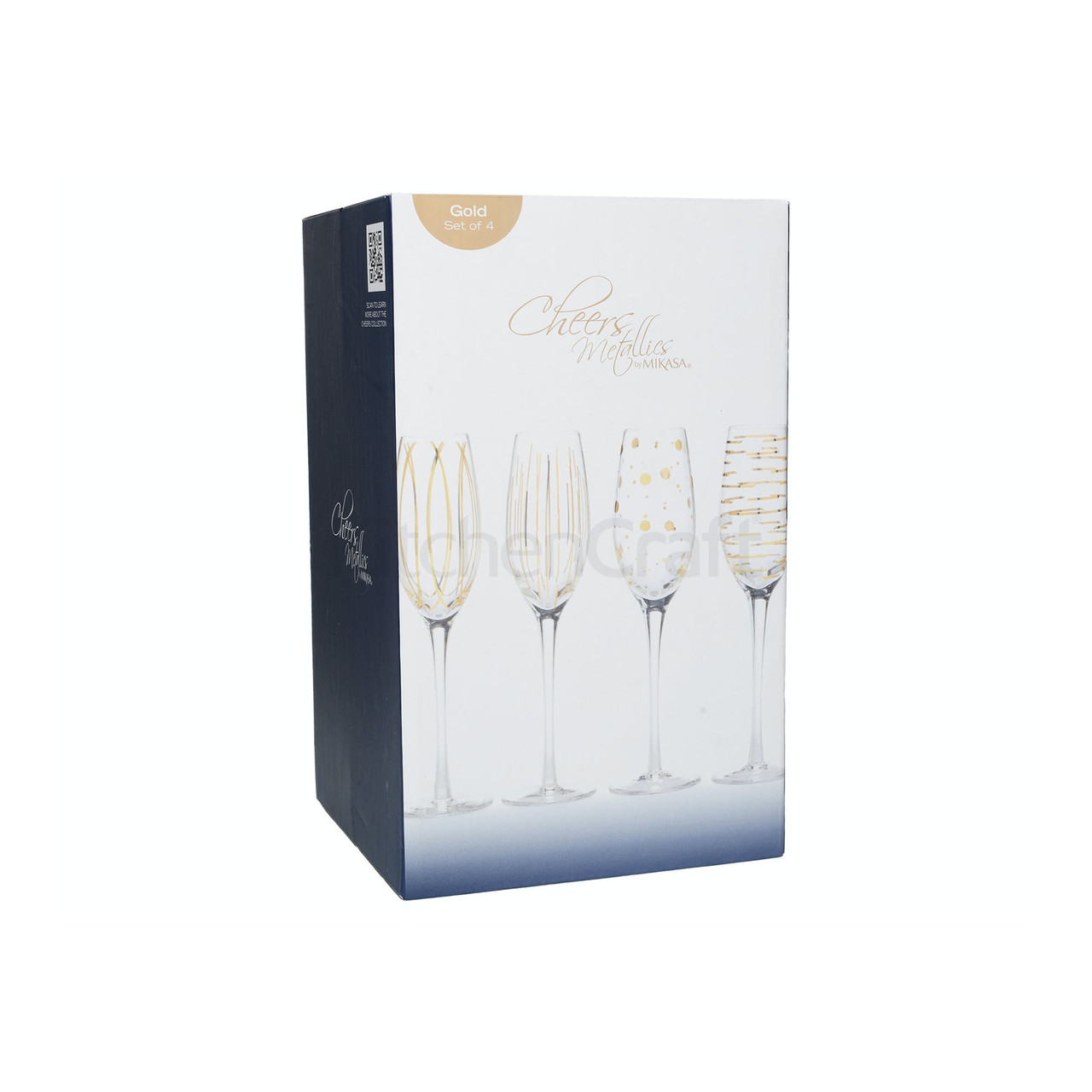 Mikasa Cheers Metallic Gold Set Of 4 7Oz Flute Glasses (LOCAL DELIVERY ONLY)