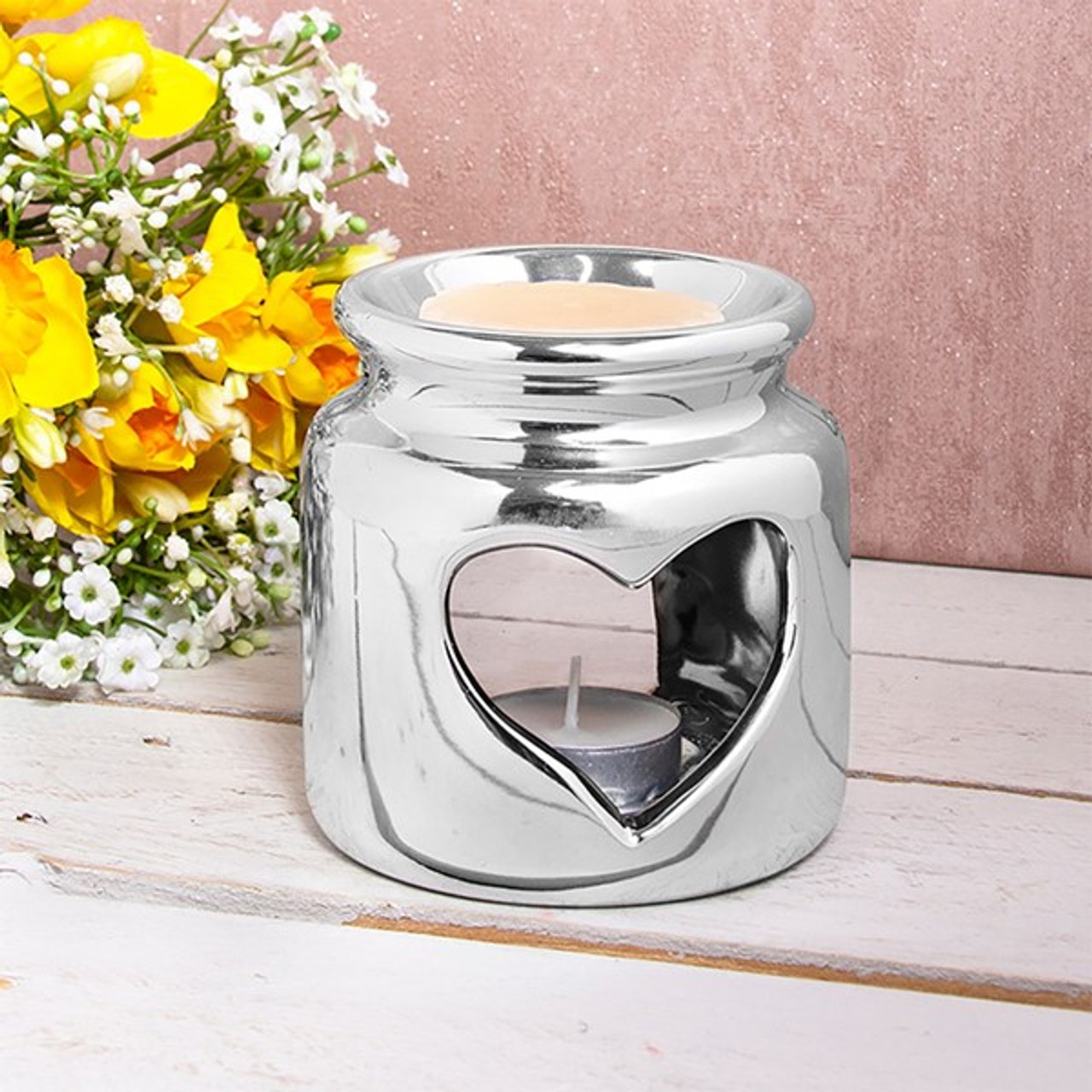 Desire Wax Oil Warm Jar Heart Silver