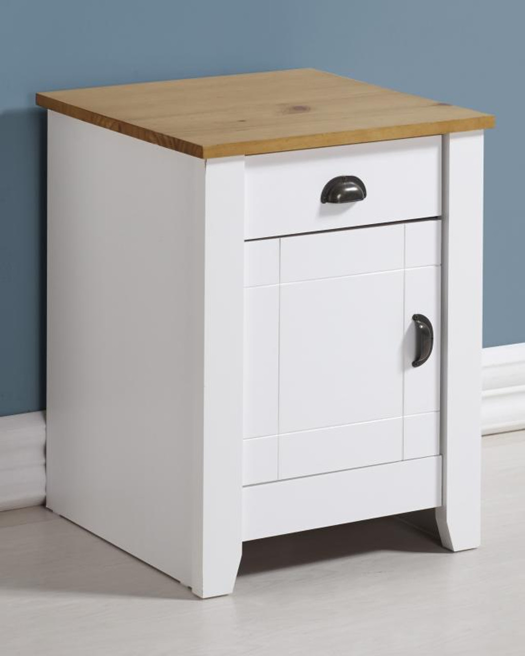 Ludlow Bedside Chest in White/Oak Lacquer