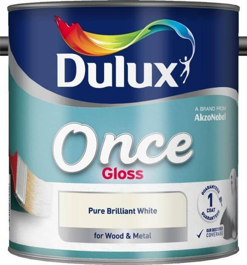 Dulux Once 2.5Ltr Gloss Pure Brilliant White - LOCAL DELIVERY ONLY