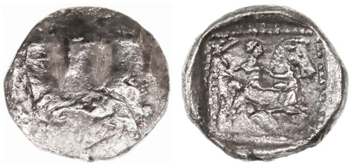 Philistia AR Ma'ah / Obol, Extremely Fine, 5th - 4th Century B.C.E. Philistia AR Ma'ah / Obol, Extremely Fine, 5th - 4th Century B.C.E.