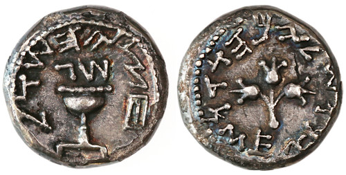 Jewish War AR Half Shekel, First Revolt, Year Three