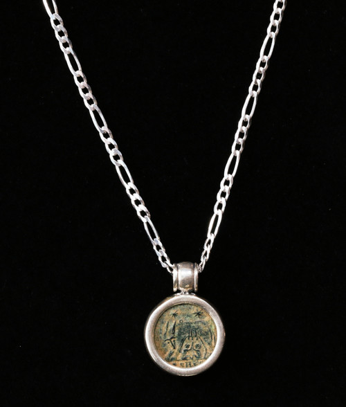 Ancient Roman Founding Commemorative Wolf and Twins Constantinian AE in modern Sterling Silver Necklace, Coin Circa. 330's C.E.