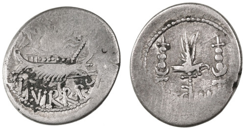 Mark Antony Legionary AR Denarius, Fine, LEG. II