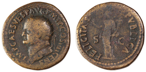 Vespasian AE Dupondius, Fine, 73 C.E.