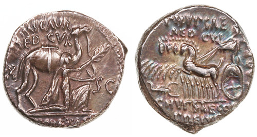 Marcus Aemilius Scaurus & P. Plautius Hypsaeus AR Denarius