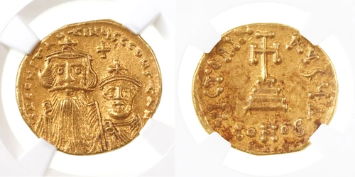 Constans II with Constantine IV AV Gold Solidus