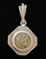 Ancient Hasmonean Widow's Mite / Prutah in Modern Sterling Silver pendant