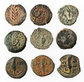 Complete Set of Valerius Gratus prefect under Tiberius Prutah type, 9 coins