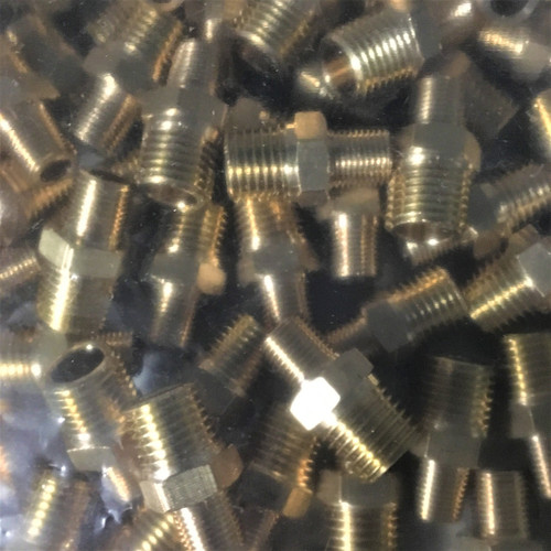 1/4 Male NPT x 1/8 Male NPT Brass Hex Nipple (IN USA)