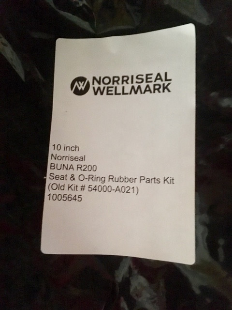 10 Norriseal BUNA R200 Seat & O-Ring Rubber Parts Kit (Old Kit # 54000-A021) 1005645