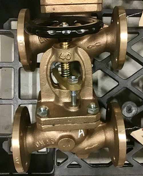 DN40 PN6 Bronze Flanged SDNR Globe Valve, Bronze Trim (100mm BC, 4H) 200mm Face to face to EN1092