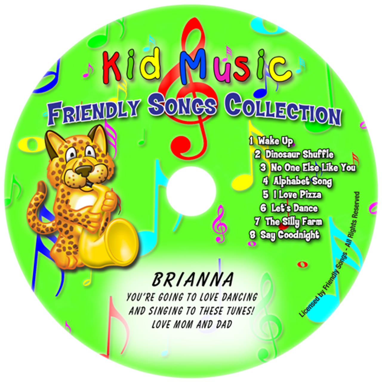 Friendly Songs Collection Personalized Kids Music CD