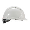 PIP MK8 Evolution Vented, Type II Hard Hat with HDPE Shell, EPS Impact Liner, Polyester Suspension and Wheel Ratchet Adjustment, White, Side View